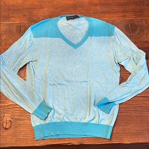 ETRO Light Blue V-Neck Sweater for Men